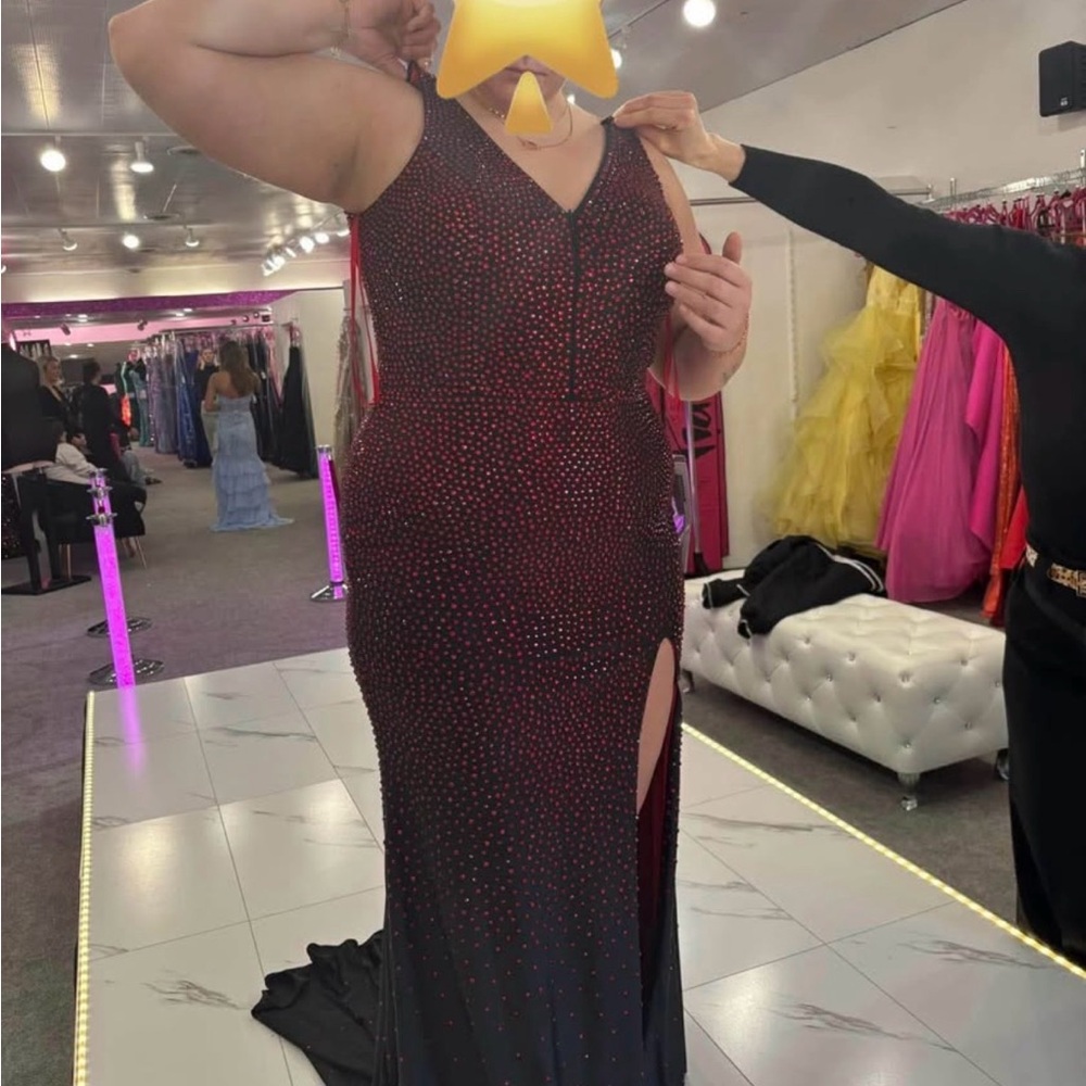 Johnathan Kayne Black and Red Prom Dress